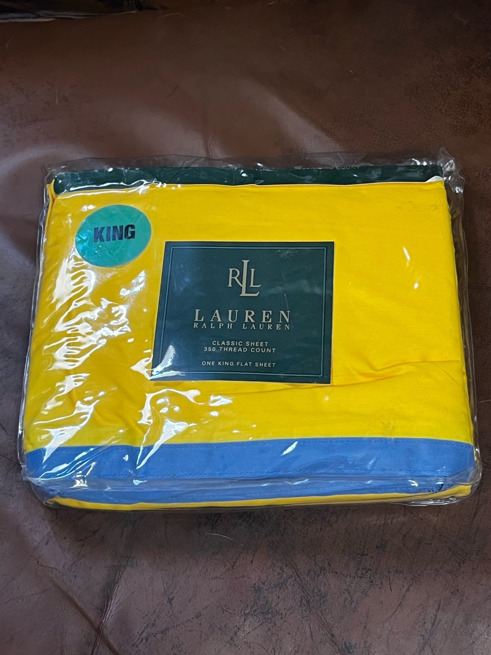 NWT Ralph Lauren Yellow Blue Beachside Solid King Size Supima Cotton Sheet Flat